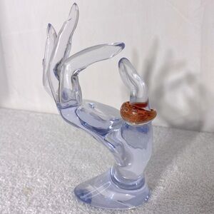 Vintage Art Glass Handmade Orange & Bronze Glitter Band Ring